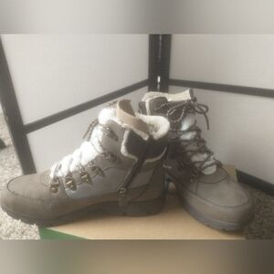 Jambu Taupe Lace-Up Faux-Shearling Winter Boots